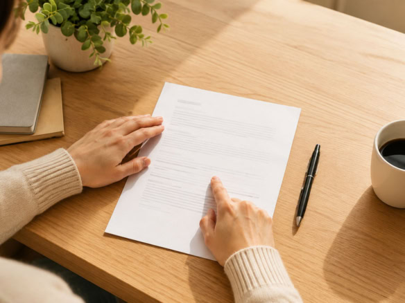 Persona revisando las cláusulas de un contrato de alquiler antes de firmar